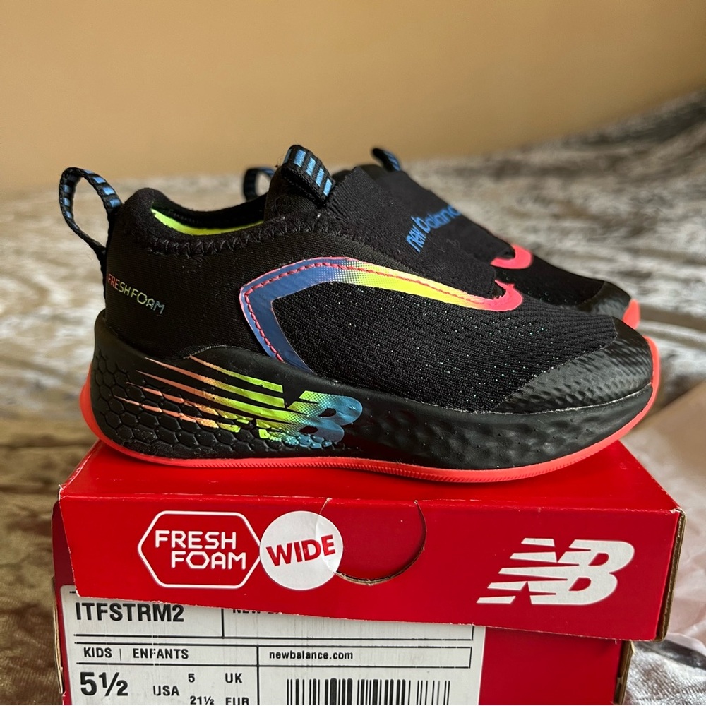 New balance girl toddler 5.5 sparkle black hot pink neon ADORABLE